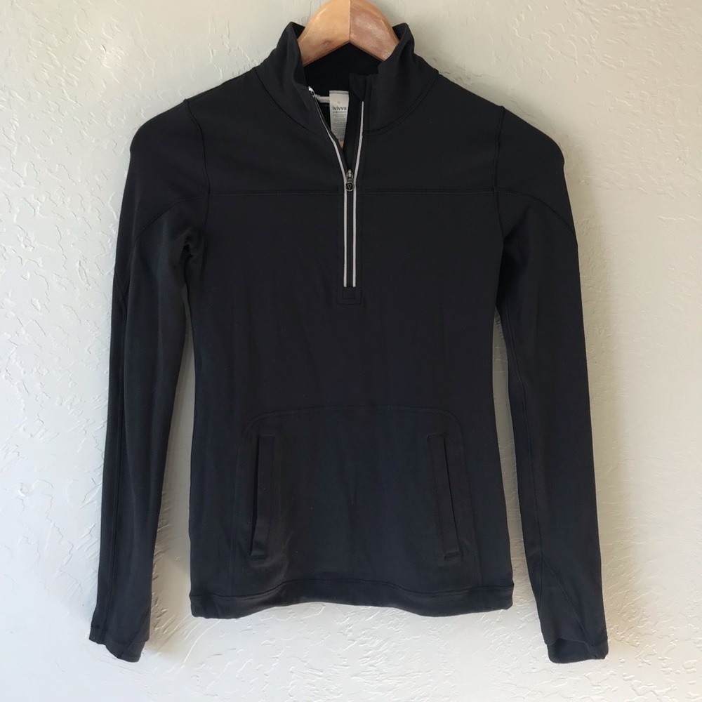 Ivivva Black Quarter Zip Long Sleeve Thumb Holes Jacket
